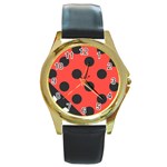 Abstract-bug-cubism-flat-insect Round Gold Metal Watch Front