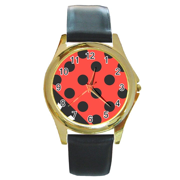 Abstract-bug-cubism-flat-insect Round Gold Metal Watch