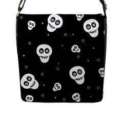 Skull Pattern Flap Closure Messenger Bag (l) by Ket1n9