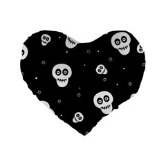 Skull Pattern Standard 16  Premium Flano Heart Shape Cushions by Ket1n9