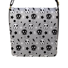 Skull-pattern- Flap Closure Messenger Bag (l) by Ket1n9