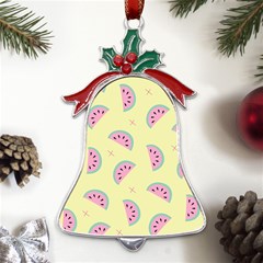 Watermelon Wallpapers  Creative Illustration And Patterns Metal Holly Leaf Bell Ornament by Ket1n9