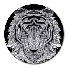 Tiger Head Round Mousepad by Ket1n9