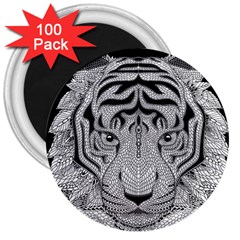 Tiger Head 3  Magnets (100 Pack) by Ket1n9