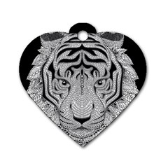 Tiger Head Dog Tag Heart (one Side) by Ket1n9