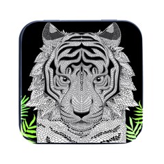 Tiger Head Square Metal Box (black) by Ket1n9