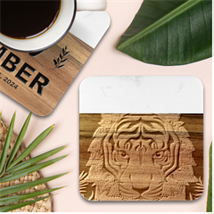 Tiger Head Marble Wood Coaster (square) by Ket1n9