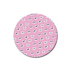 Girly Girlie Punk Skull Rubber Coaster (round) by Ket1n9