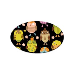 Cute Owls Pattern Sticker (oval) by Ket1n9