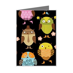 Cute Owls Pattern Mini Greeting Card by Ket1n9