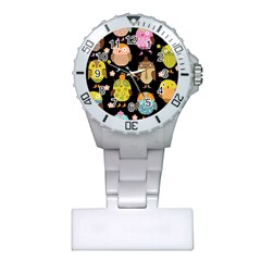 Cute Owls Pattern Plastic Nurses Watch by Ket1n9