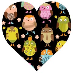 Cute Owls Pattern Wooden Puzzle Heart by Ket1n9