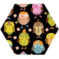 Cute Owls Pattern Wooden Puzzle Hexagon by Ket1n9