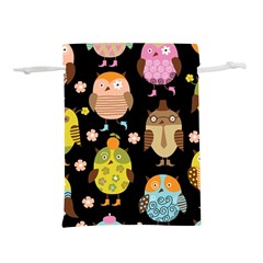 Cute Owls Pattern Lightweight Drawstring Pouch (m) by Ket1n9