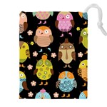 Cute Owls Pattern Drawstring Pouch (5XL) Front