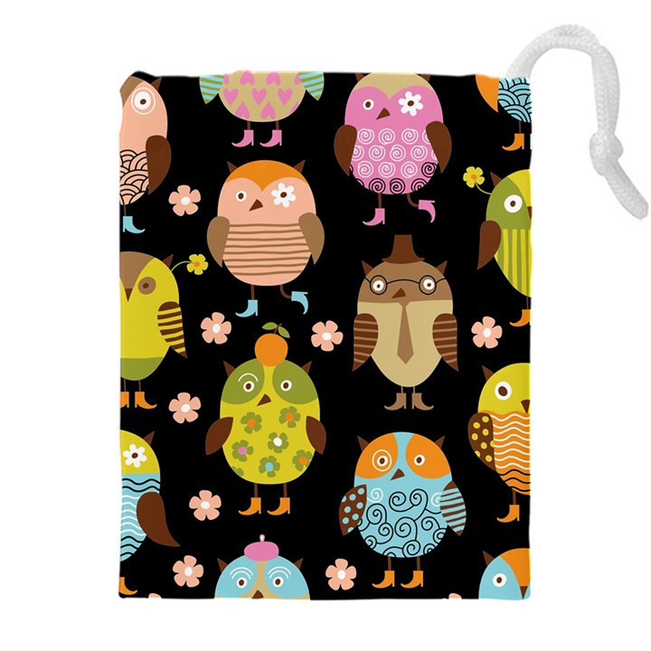 Cute Owls Pattern Drawstring Pouch (5XL)