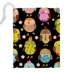 Cute Owls Pattern Drawstring Pouch (5XL) Back