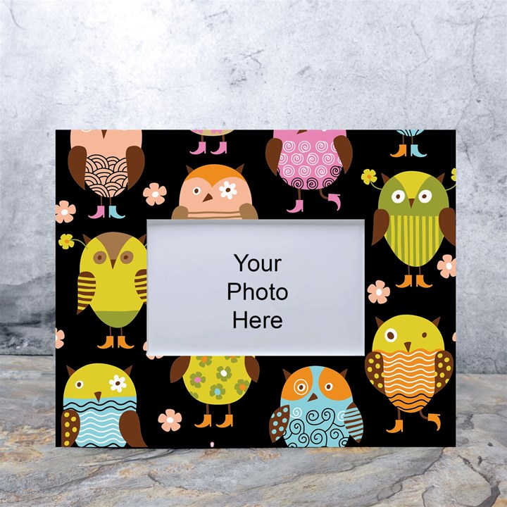 Cute Owls Pattern White Tabletop Photo Frame 4 x6 