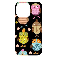 Cute Owls Pattern Iphone 14 Pro Max Black Uv Print Case by Ket1n9