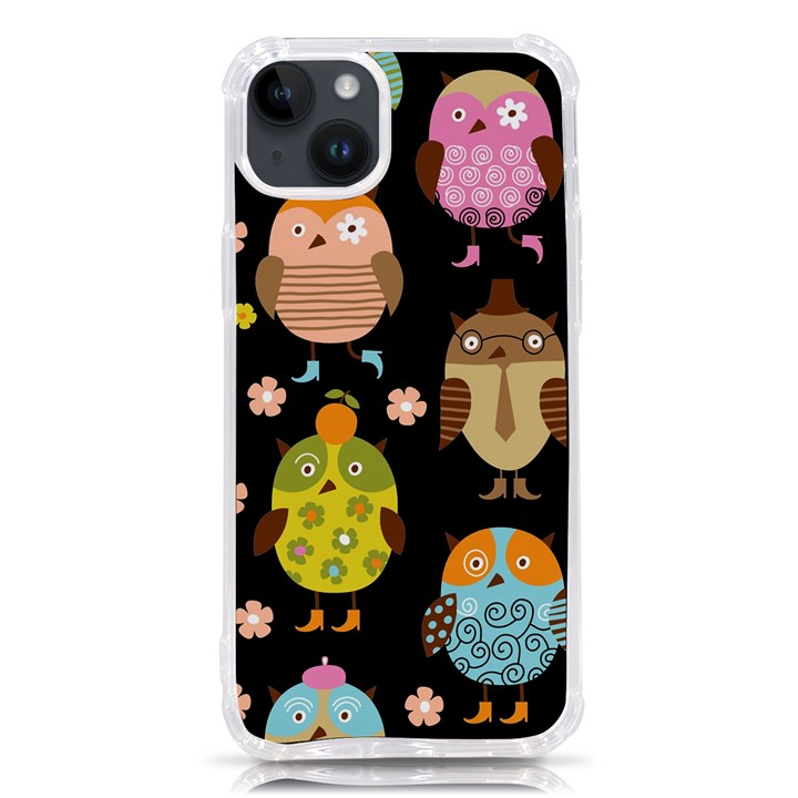 Cute Owls Pattern iPhone 14 Plus TPU UV Print Case