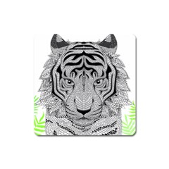 Tiger Head Square Magnet