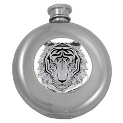 Tiger Head Round Hip Flask (5 Oz) by Ket1n9