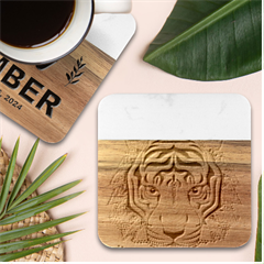 Tiger Head Marble Wood Coaster (square) by Ket1n9