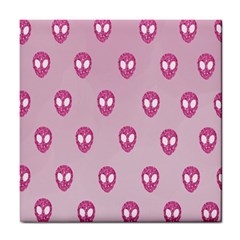 Alien Pattern Pink Tile Coaster by Ket1n9