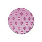 Alien Pattern Pink Rubber Coaster (Round) Front