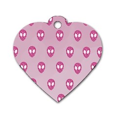 Alien Pattern Pink Dog Tag Heart (two Sides) by Ket1n9