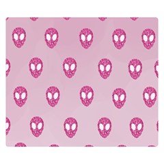 Alien Pattern Pink Two Sides Premium Plush Fleece Blanket (small) by Ket1n9