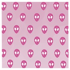 Alien Pattern Pink Wooden Puzzle Square by Ket1n9