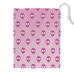 Alien Pattern Pink Drawstring Pouch (4xl) by Ket1n9