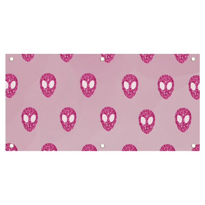 Alien Pattern Pink Banner and Sign 4  x 2 