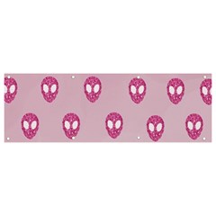 Alien Pattern Pink Banner And Sign 9  X 3  by Ket1n9