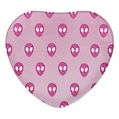 Alien Pattern Pink Heart Glass Fridge Magnet (4 Pack) by Ket1n9