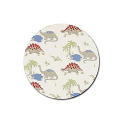 Dinosaur Art Pattern Rubber Coaster (round) by Ket1n9