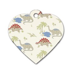 Dinosaur Art Pattern Dog Tag Heart (two Sides) by Ket1n9