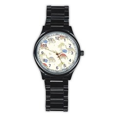 Dinosaur Art Pattern Stainless Steel Round Watch by Ket1n9