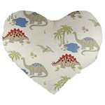 Dinosaur Art Pattern Large 19  Premium Flano Heart Shape Cushions Front