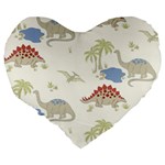 Dinosaur Art Pattern Large 19  Premium Flano Heart Shape Cushions Back