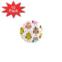 Cute Owls Pattern 1  Mini Magnet (10 Pack)  by Ket1n9