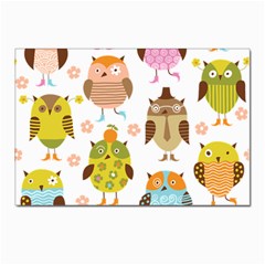 Cute Owls Pattern Postcards 5  X 7  (pkg Of 10) by Ket1n9