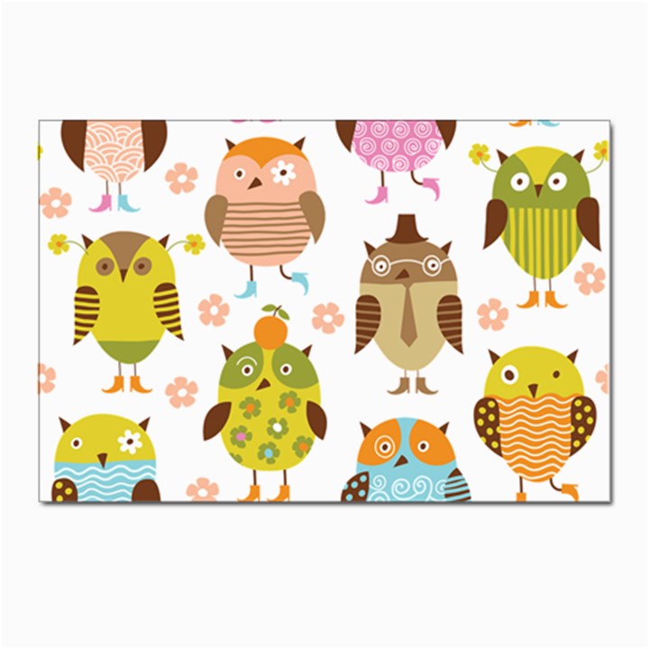 Cute Owls Pattern Postcards 5  x 7  (Pkg of 10)