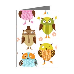 Cute Owls Pattern Mini Greeting Card by Ket1n9