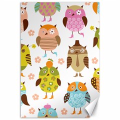 Cute Owls Pattern Canvas 12  X 18  by Ket1n9