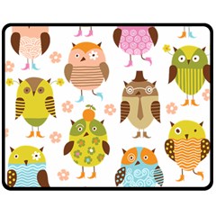 Cute Owls Pattern Two Sides Fleece Blanket (medium) by Ket1n9