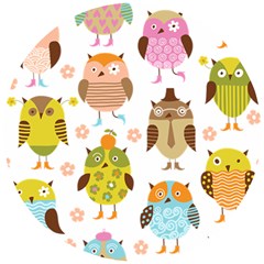 Cute Owls Pattern Wooden Puzzle Round by Ket1n9