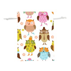 Cute Owls Pattern Lightweight Drawstring Pouch (m) by Ket1n9