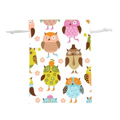 Cute Owls Pattern Lightweight Drawstring Pouch (l) by Ket1n9